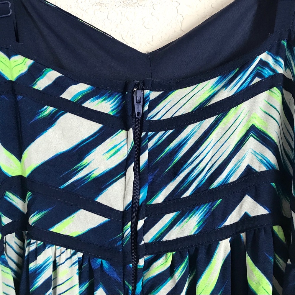 TORRID Maxi Dress Blue White Chevron Sheer Long - Picture 6 of 8